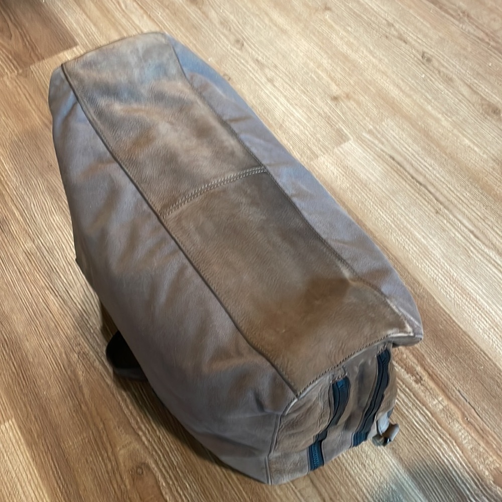 Allsaints Brown leather/canvas weekender - Picture 5 of 11
